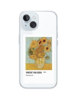 Etui do iPhone 15 Plus przeźroczyste, silikonowe Flexi, słoneczniki Van Gogh