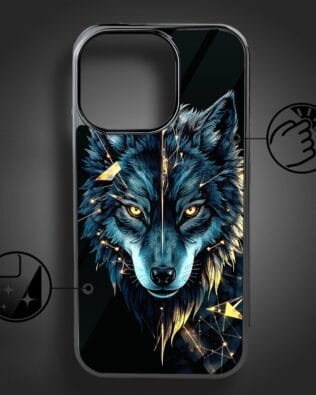 Etui do iPhone 16 Pro Max IBIZU Elite Glass z MagSafe, szklany tył, wilk mocy, czarny chrom