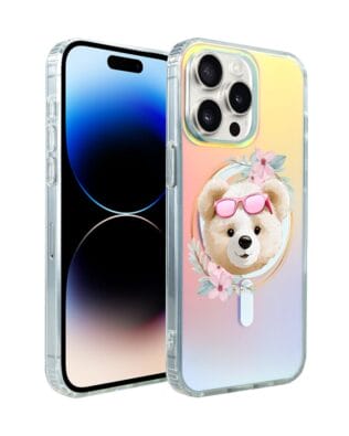 Etui do iPhone 14 Pro IBIZU California Sunset z MagSafe, zmieniające kolor, Flower Queen, miś z kwiatami