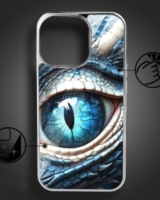 Etui do iPhone 16 Pro IBIZU Elite Glass z MagSafe, szklany tył, oko lodowego smoka, srebrne