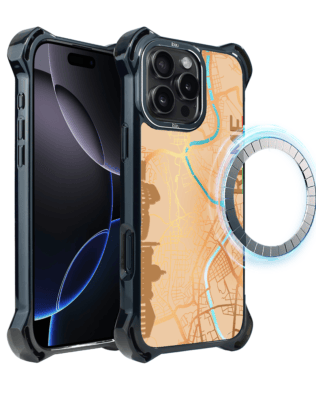 Etui do iPhone 16 Pro IBIZU DropGuard Ultra z MagSafe, mapy świata, Rome