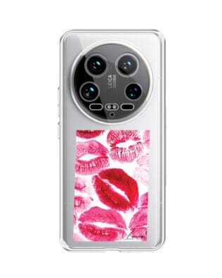 Etui do Xiaomi 14 Ultra przeźroczyste, silikonowe Flexi, pocałunki z napisem „love”
