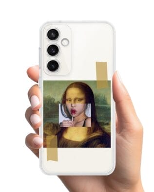 Etui do Samsung Galaxy S23 FE 5G przeźroczyste, silikonowe Flexi, Mona Lisa z lizakiem