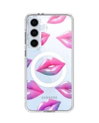 Etui do Samsung Galaxy S24 FE z MagSafe przeźroczyste, silikonowe Flexi, hologramowe usta