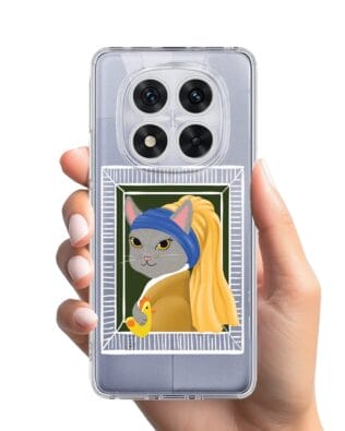 Etui do Xiaomi Redmi Note 14 Pro 5G przeźroczyste, silikonowe Flexi, kotek z kurczakiem