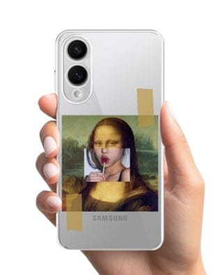Etui do Samsung Galaxy S25 Edge przeźroczyste, silikonowe Flexi, Mona Lisa z lizakiem