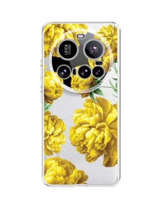 Etui do Xiaomi 15 Ultra przeźroczyste, silikonowe Flexi, żółte piwonie