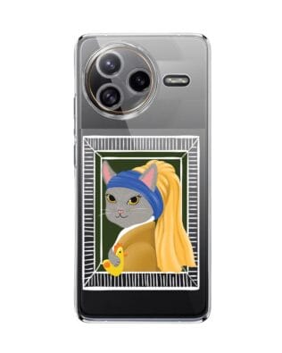 Etui do Xiaomi POCO F7 Ultra przeźroczyste, silikonowe Flexi, kotek z kurczakiem