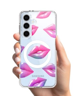 Etui do Samsung Galaxy S24 FE z MagSafe przeźroczyste, silikonowe Flexi, hologramowe usta