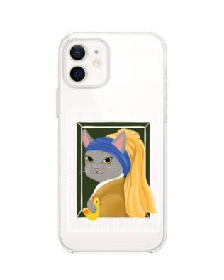 Etui do iPhone 12 przeźroczyste, silikonowe Flexi, kotek z kurczakiem
