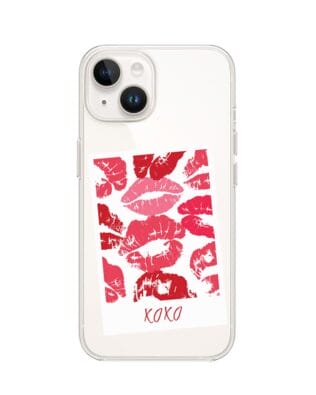 Etui do iPhone 13 Mini przeźroczyste, silikonowe Flexi, pocałunki, polaroid