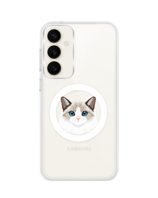 Etui do Samsung Galaxy S23 z MagSafe przeźroczyste, silikonowe Flexi, kot birmański