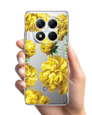 Etui do Xiaomi POCO X7 przeźroczyste, silikonowe Flexi, żółte piwonie