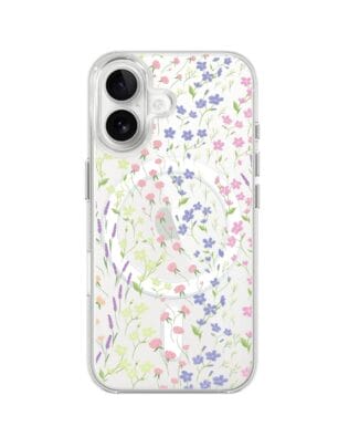 Etui do iPhone 16 z MagSafe przeźroczyste, silikonowe Flexi, kwiaty polne