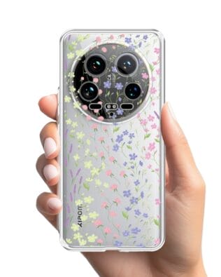Etui do Xiaomi 14 Ultra przeźroczyste, silikonowe Flexi, kwiaty polne