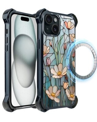 Etui do iPhone 15 Plus IBIZU DropGuard Ultra z MagSafe, Barwy Szkła, Szept kwiatów polnych