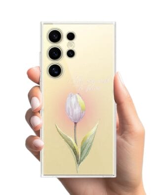 Etui do Samsung Galaxy S24 Ultra przeźroczyste, silikonowe Flexi, kwiaty, tulipan