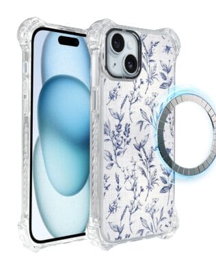 Etui do iPhone 15 Plus IBIZU DropGuard Ultra z MagSafe, Pastel Bloom, Lazurowe szepty
