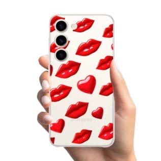 Etui do Samsung Galaxy S23 Plus przeźroczyste, silikonowe Flexi, czerwone usta (2)