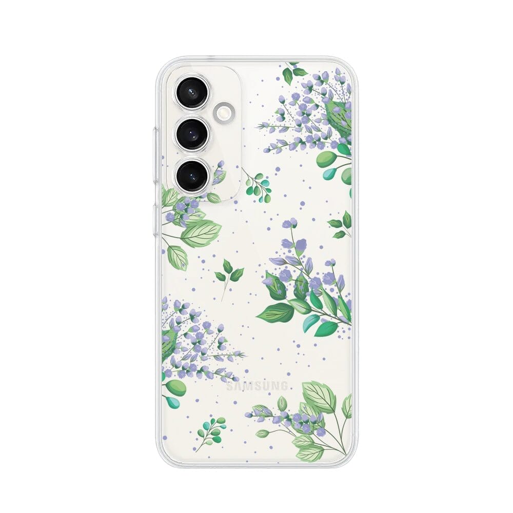 Etui do Samsung Galaxy S23 Plus przeźroczyste, silikonowe Flexi, fioletowe kwiatkiGalaxy S23 FE, S 23, S 23 plus