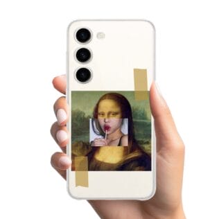 Etui do Samsung Galaxy S23 przeźroczyste, silikonowe Flexi, Mona Lisa z lizakiem (2)