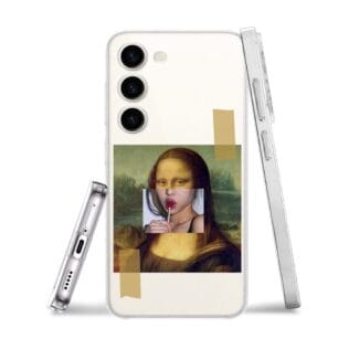 Etui do Samsung Galaxy S23 przeźroczyste, silikonowe Flexi, Mona Lisa z lizakiem (3)
