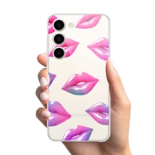 Etui do Samsung Galaxy S23 przeźroczyste, silikonowe Flexi, hologramowe usta (2)