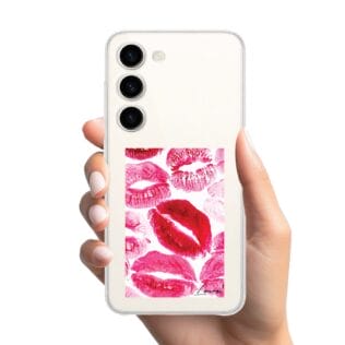 Etui do Samsung Galaxy S23 przeźroczyste, silikonowe Flexi, pocałunki z napisem love (2)