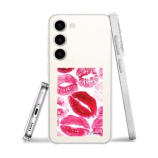 Etui do Samsung Galaxy S23 przeźroczyste, silikonowe Flexi, pocałunki z napisem love (3)