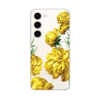 Etui do Samsung Galaxy S23 przeźroczyste, silikonowe Flexi, żółte piwonie (1)