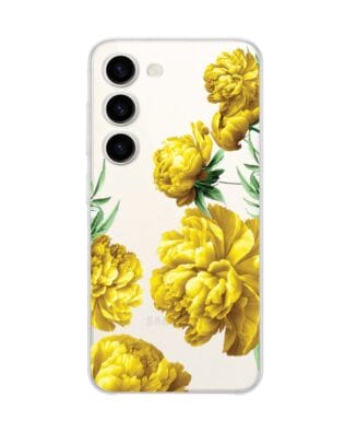 Etui do Samsung Galaxy S23 FE 5G przeźroczyste, silikonowe Flexi, żółte piwonie