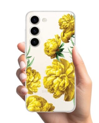 Etui do Samsung Galaxy S23 FE 5G przeźroczyste, silikonowe Flexi, żółte piwonie