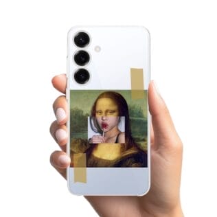 Etui do Samsung Galaxy S25 Plus przeźroczyste, silikonowe Flexi, Mona Lisa z lizakiemSamsung Galaxy S25 i S25 pLUS-1