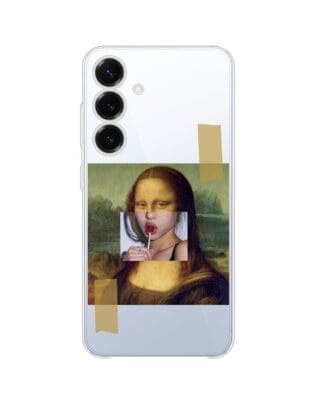 Etui do Samsung Galaxy S25 przeźroczyste, silikonowe Flexi, Mona Lisa z lizakiem