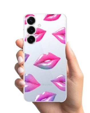 Etui do Samsung Galaxy S25 przeźroczyste, silikonowe Flexi, hologramowe usta