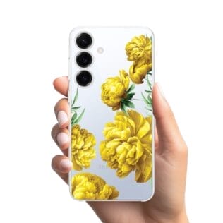Etui do Samsung Galaxy S25 Plus przeźroczyste, silikonowe Flexi, żółte piwonieSamsung Galaxy S25 i S25 pLUS-1