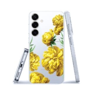 Etui do Samsung Galaxy S25 Plus przeźroczyste, silikonowe Flexi, żółte piwonieSamsung Galaxy S25 i S25 pLUS
