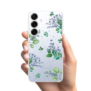 Etui do Samsung Galaxy S25 przeźroczyste, silikonowe Flexi, fioletowe kwiatkiSamsung Galaxy S25 i S25 pLUS-1