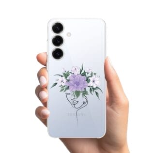 Etui do Samsung Galaxy S25 przeźroczyste, silikonowe Flexi, kobieta z kwiatamiSamsung Galaxy S25 i S25 pLUS-1