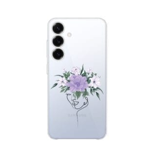 Etui do Samsung Galaxy S25 przeźroczyste, silikonowe Flexi, kobieta z kwiatamiSamsung Galaxy S25 i S25 pLUS-2