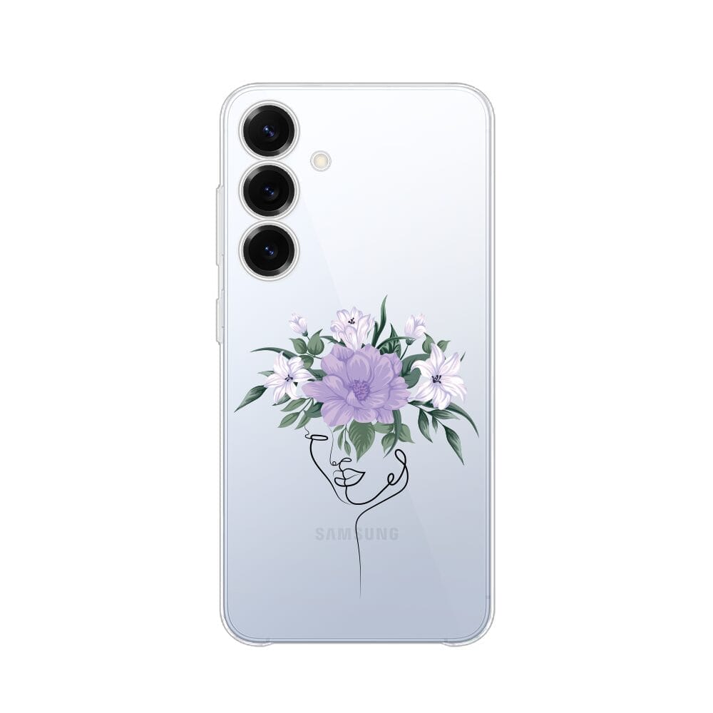 Etui do Samsung Galaxy S25 przeźroczyste, silikonowe Flexi, kobieta z kwiatamiSamsung Galaxy S25 i S25 pLUS-2