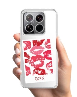 Etui do Xiaomi 14 Pro przeźroczyste, silikonowe Flexi, pocałunki, polaroid