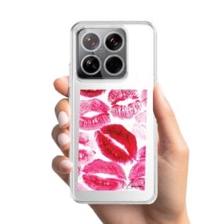 Etui do Xiaomi 14 Pro przeźroczyste, silikonowe Flexi, pocałunki z napisem „love”XIAOMI 14-1