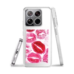 Etui do Xiaomi 14 Pro przeźroczyste, silikonowe Flexi, pocałunki z napisem „love”XIAOMI 14-2