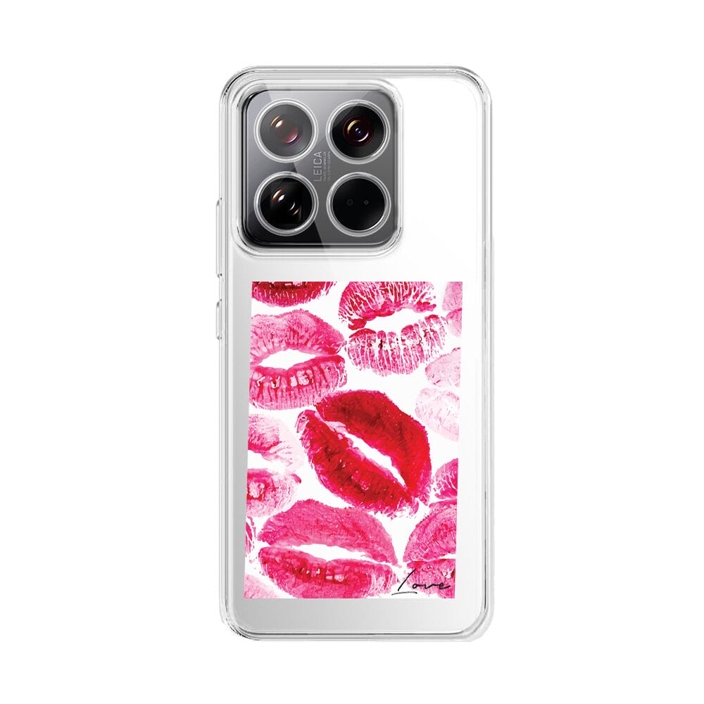 Etui do Xiaomi 14 Pro przeźroczyste, silikonowe Flexi, pocałunki z napisem „love”XIAOMI 14