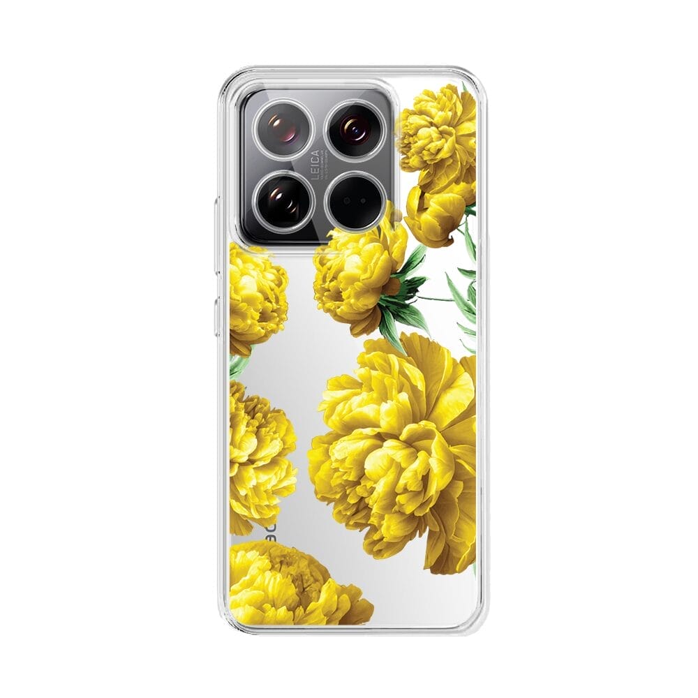 Etui do Xiaomi 14 Pro przeźroczyste, silikonowe Flexi, żółte piwonieXIAOMI 14