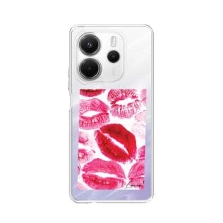 Etui do Xiaomi Redmi Note 14 4G przeźroczyste, silikonowe Flexi, pocałunki z napisem loveRedmi Note 14 5G, 14 4G