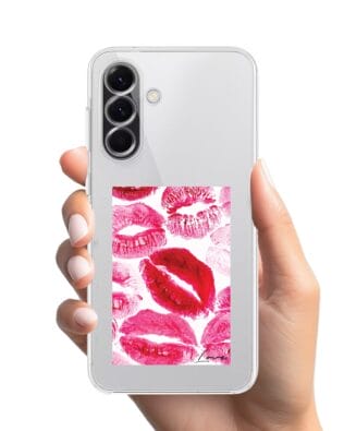 Etui do Samsung Galaxy A56 5G przeźroczyste, silikonowe Flexi, pocałunki z napisem „love”