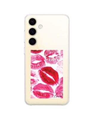 Etui do Samsung Galaxy S24 Plus przeźroczyste, silikonowe Flexi, pocałunki z napisem „love”
