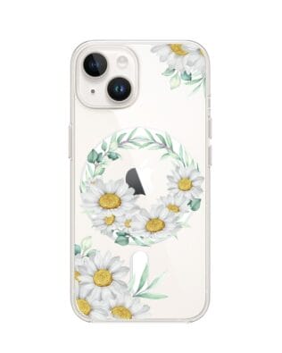 Etui do iPhone 13 z MagSafe przeźroczyste, silikonowe Flexi, wianek stokrotek